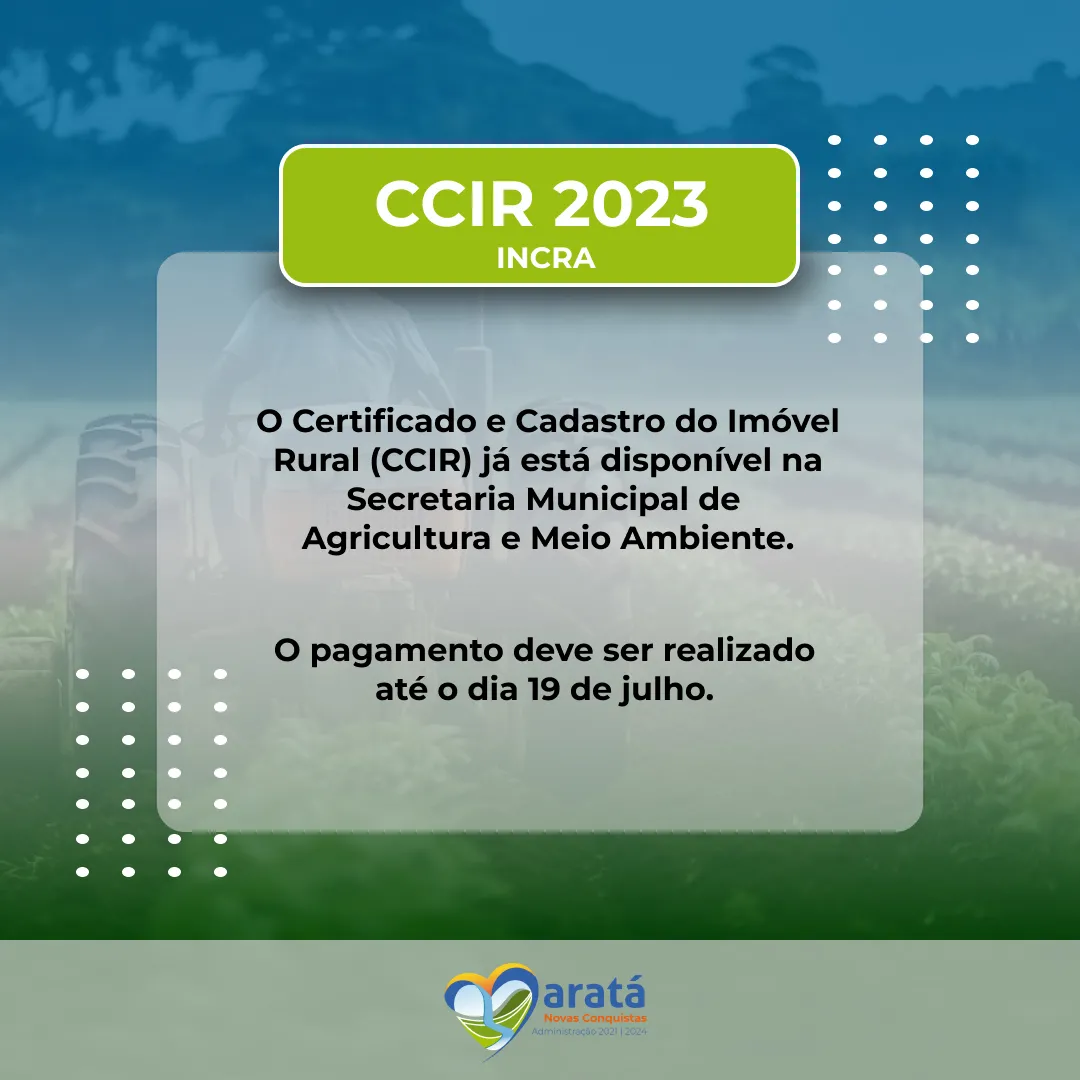 CCIR/INCRA 2023 já está disponível