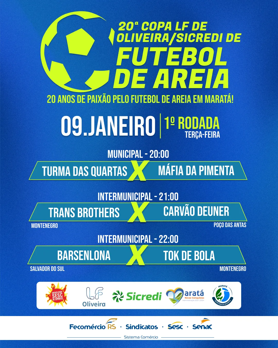 Copa Intermunicipal de Futebol de Areia de Maratá chega a sua 20ª Edição! 